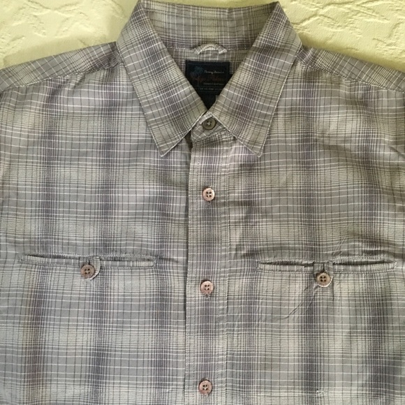 TOMMY BAHAMA Purple Plaid L/S Shirt Mens L 17 34 - Picture 3 of 4